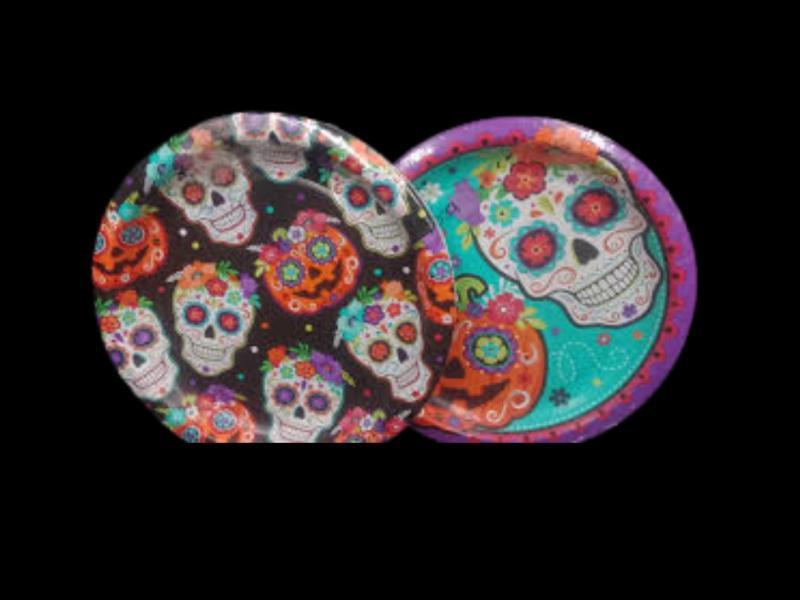 PLATO CARTON DECORADO CALAVERA  C/20