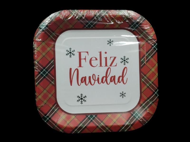 PLATO CUADRADO FELIZ NAVIDAD